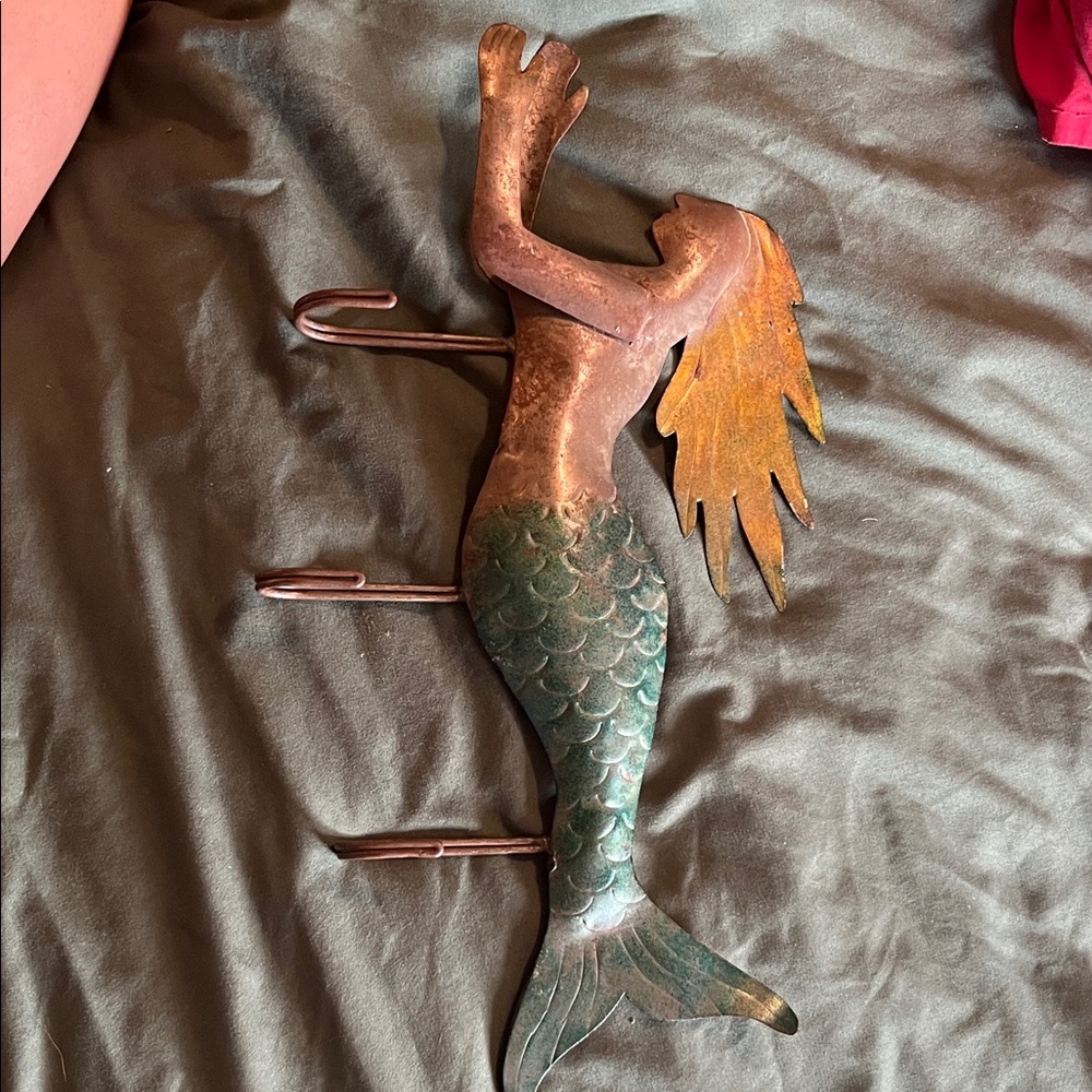 Mermaid Wall Hook with Copper and Green Finish